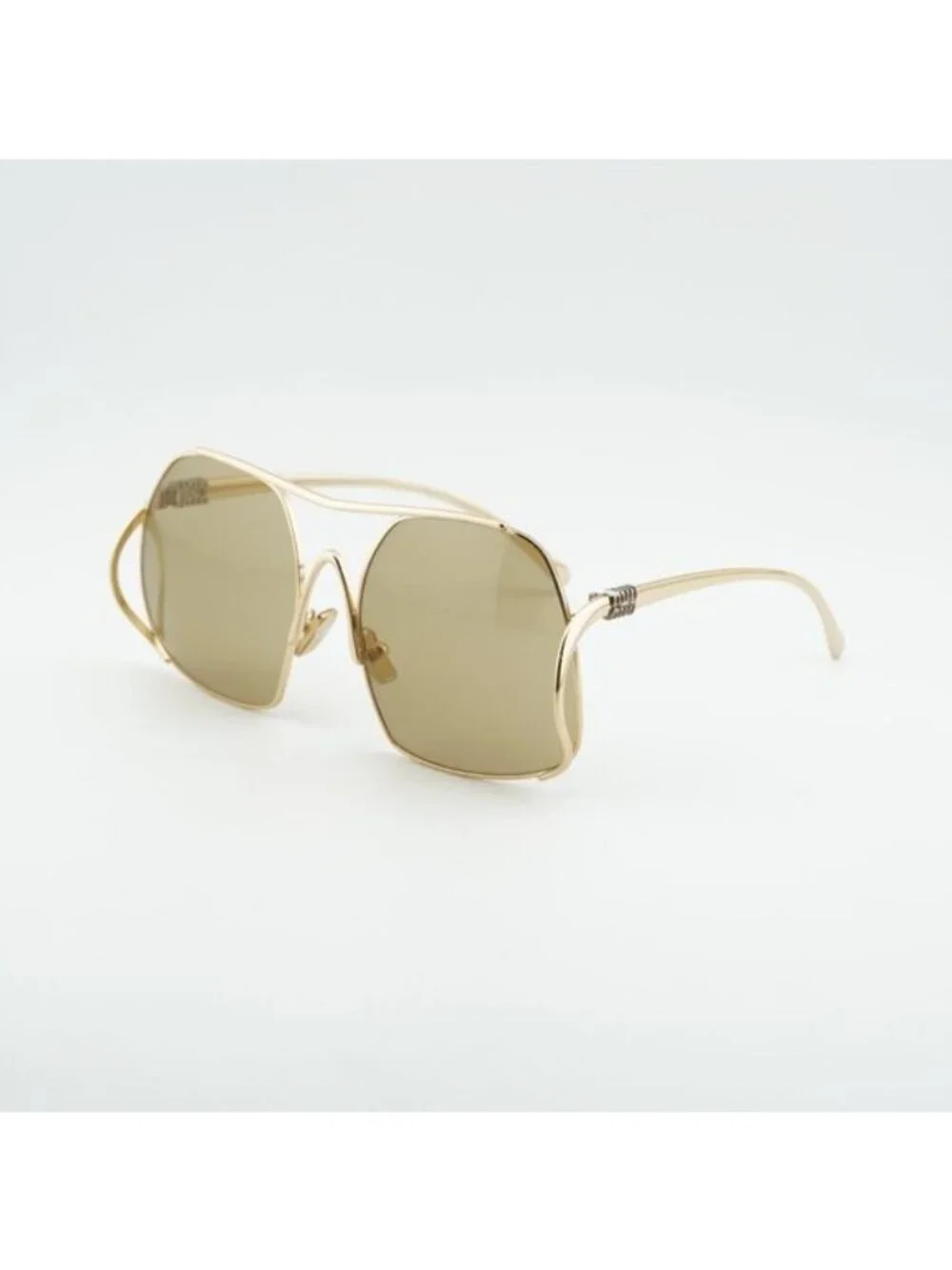 Miu Miu MUA55S 5AK10R Sunglasses Gold Geometric Frame, Yellow Lenses